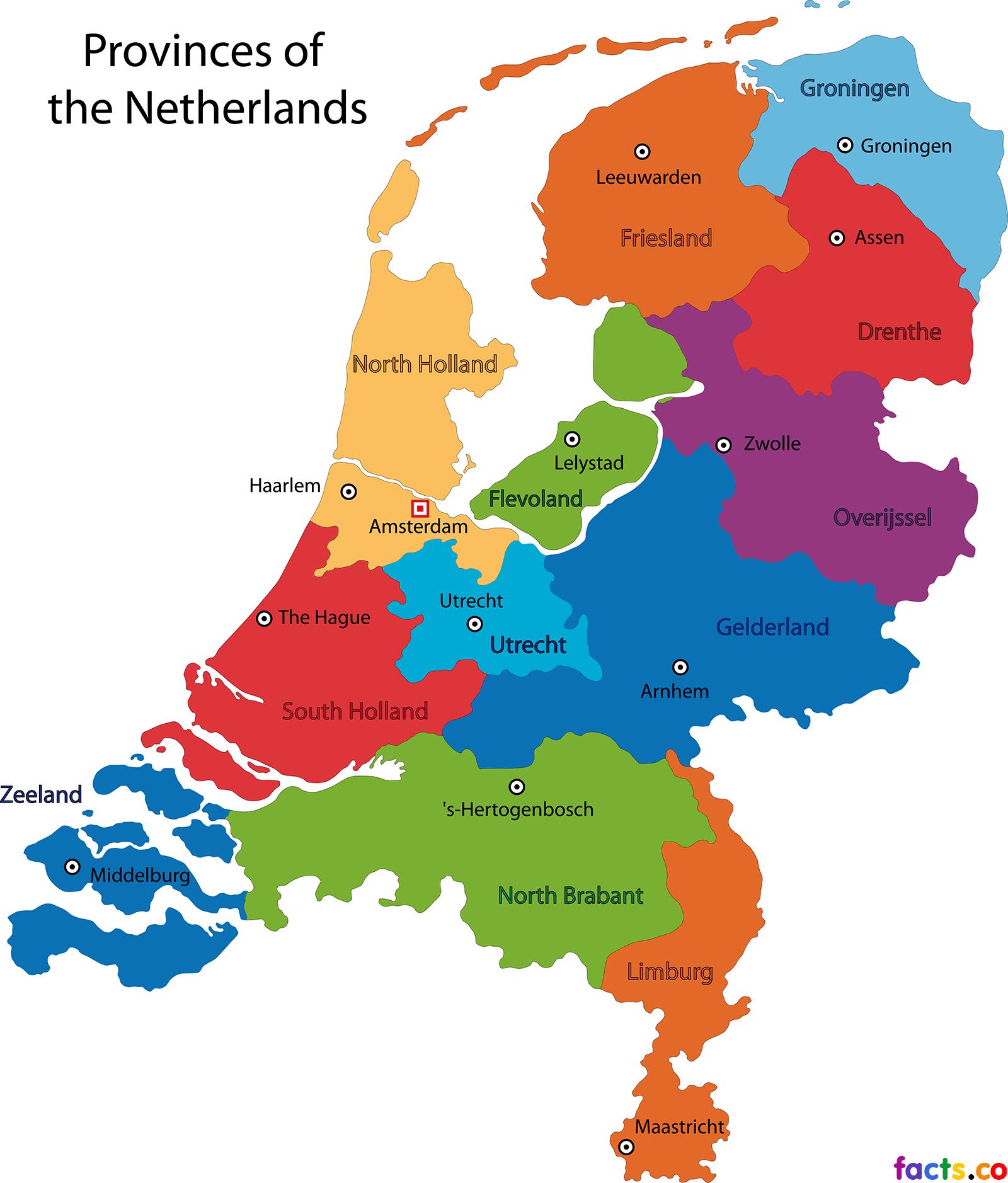 Nizozemsko státy mapa - Holland státy mapa Západní Evropy (Evropa)