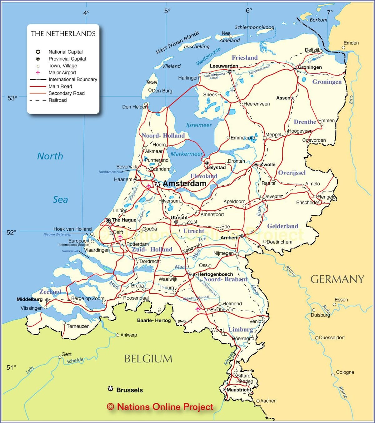 mapa Holland, Nizozemsko
