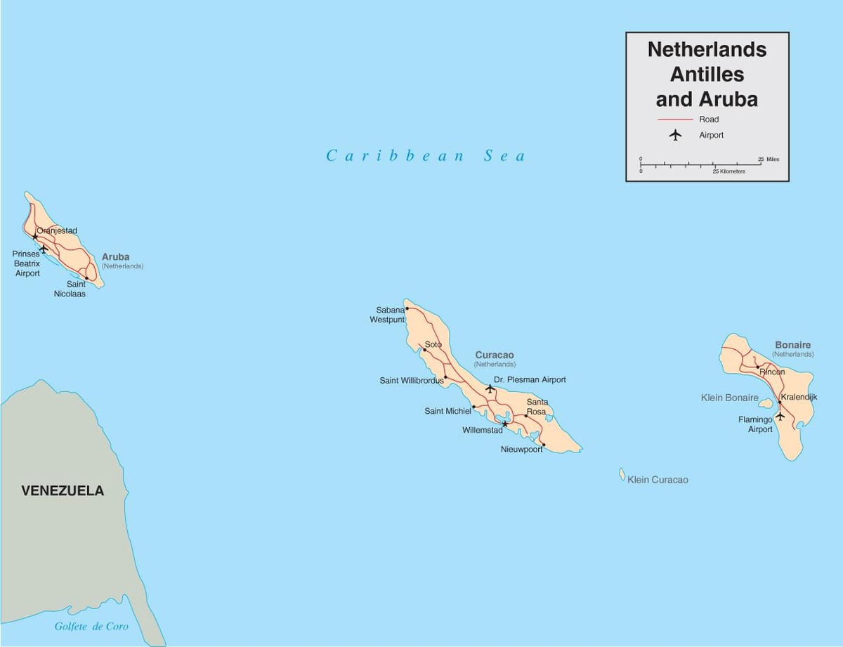 mapa Nizozemské Antily