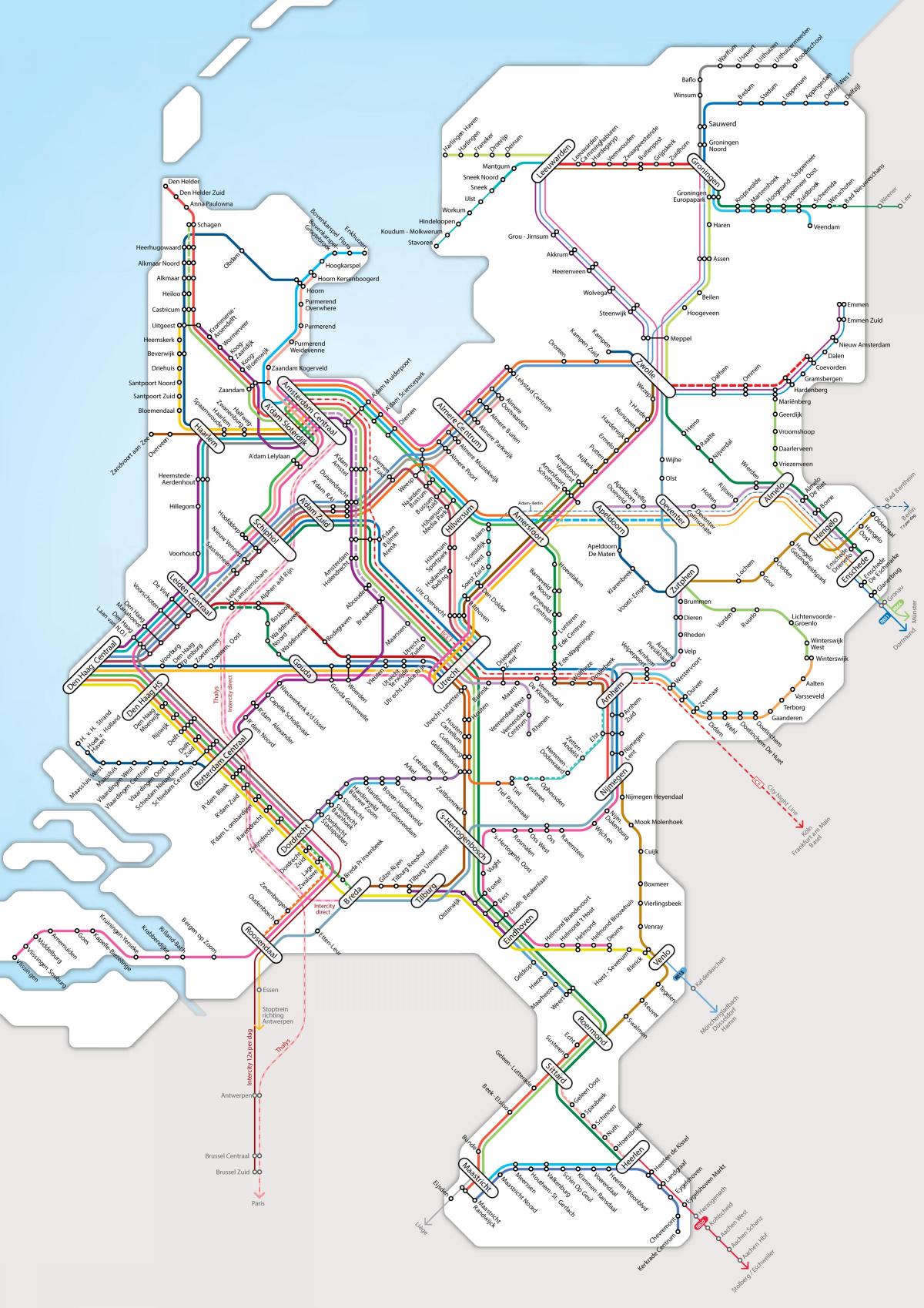 Kaart Spoorwegen Nederland 2021 - Vogels