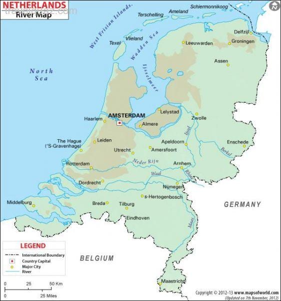 Holland řeky mapě