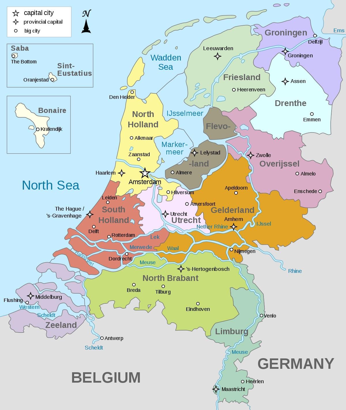 mapa Nizozemsko regionů