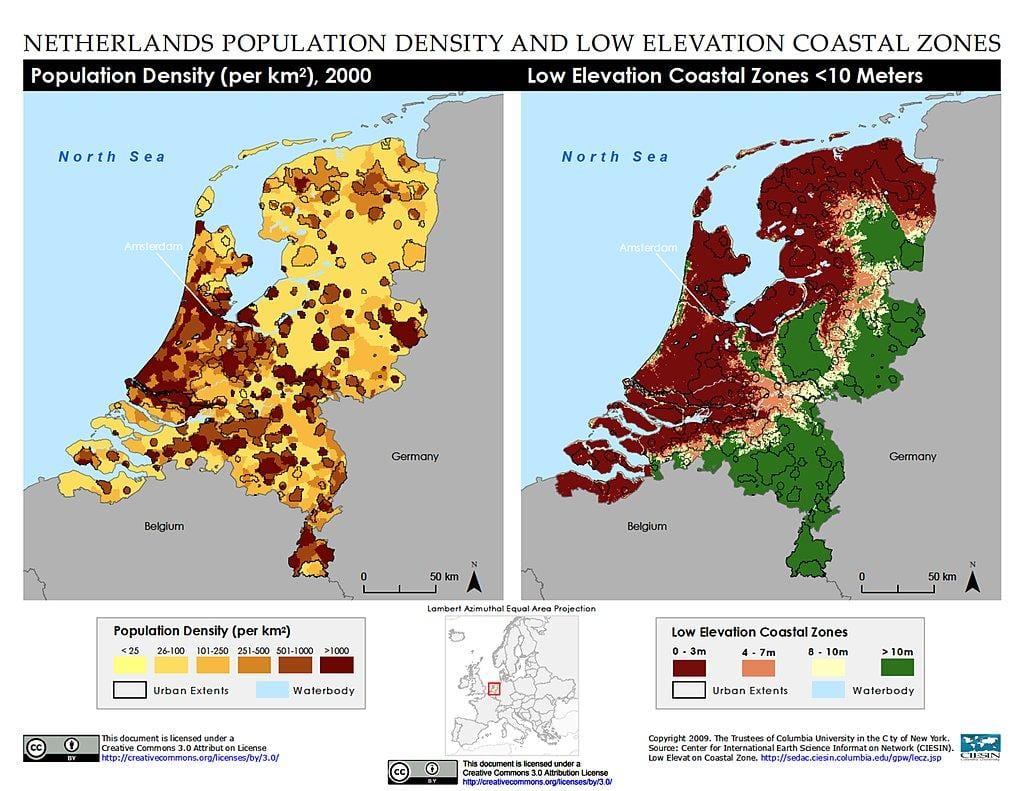 Holland výška mapě