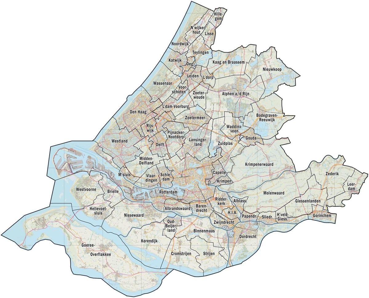mapa jižní Holandsko