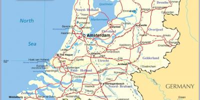 Mapa Holandsku a okolních zemích